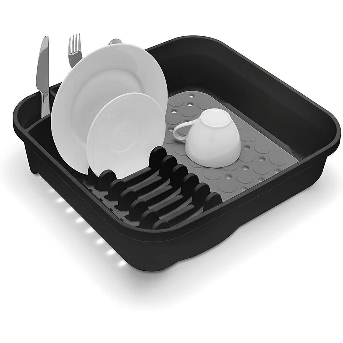 Addis Premium Soft Touch Dish Draining Rack, Black / Grey